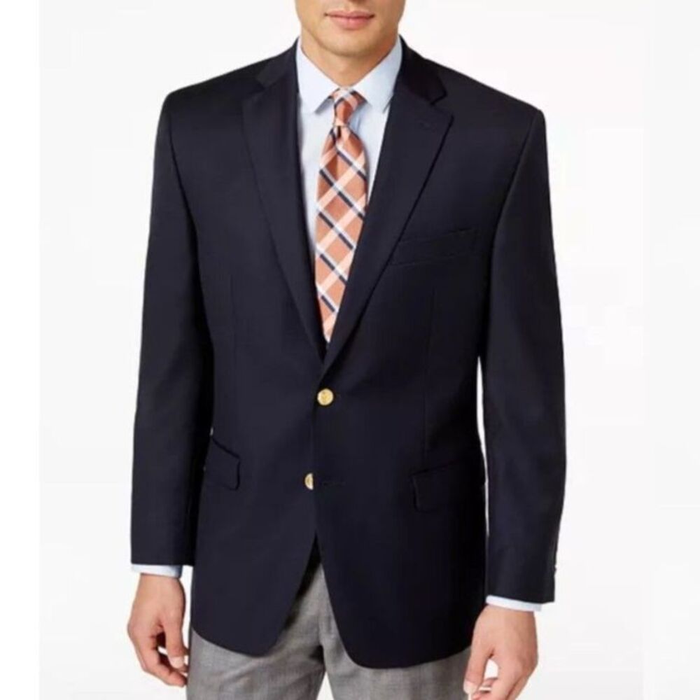 Lauren Ralph Lauren Men's Navy Wool Gold Button LS Classic Blazer Size 50R